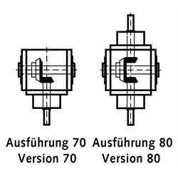 Miniatur-Kegelradgetriebe MKU, Bauart H, i=3:1, Technische Zeichnung