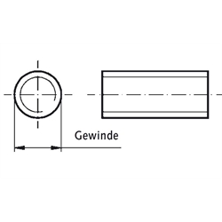 Trapezgewindespindel DIN 103 Tr.50 x 8 x 1500mm lang eingängig rechts Material 1.4305 gewirbelt , Technische Zeichnung