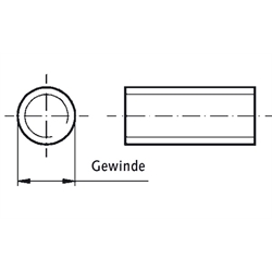 Trapezgewindespindel DIN 103 Tr.60 x 9 x 3000mm lang eingängig links Material C15 gerollt , Technische Zeichnung