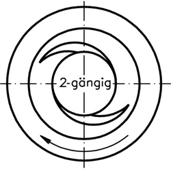 Trapezgewindespindel DIN 103 Tr.24 x 10P5 x 2000mm lang zweigängig rechts Material 1.4305 gerollt , Technische Zeichnung