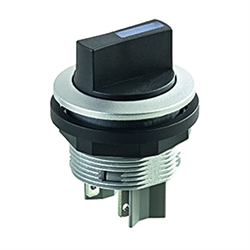 Wahltaster rastend 2S, Schaltwinkel 90°, Einbau-Ø 22,3mm, Flachstecker , Produktphoto