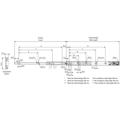 Auszugschienensatz DZ 3932 EC Schienenlänge 400mm hell verzinkt, Technische Zeichnung