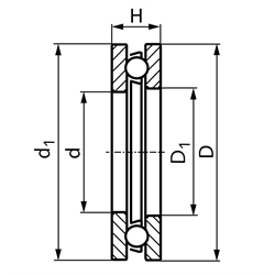 SKF Axial-Rillenkugellager 51102 einseitig wirkend Innen-Ø 15mm Außen-Ø 28mm Höhe 9mm, Technische Zeichnung