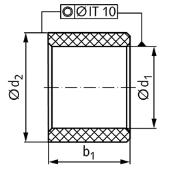 Buchse EP22 Bohrung 10mm Außendurchmesser 12mm Länge 4mm Farbe weiß , Technische Zeichnung