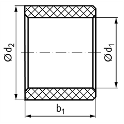 Buchse BP Bohrung 32mm Polyamid 6.6 Außendurchmesser 40mm Länge 30mm , Technische Zeichnung