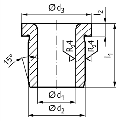 Bundbohrbuchse ähnlich DIN 172 - A 10,8 x 12, Technische Zeichnung