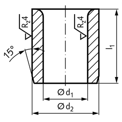 Zylindrische Bohrbuchse ähnlich DIN 179 - A 9,5 x 25, Technische Zeichnung