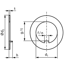 Sicherungsblech DIN 462 Innen-ø 85mm Stahl blank, Technische Zeichnung