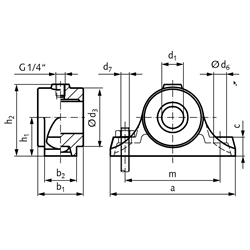 Stehlager DIN 504 Form A mit Rotgussbuchse Bohrung 60mm D10, Technische Zeichnung