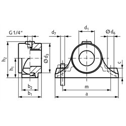 Stehlager DIN 504 Form B ohne Buchse Bohrung 60mm D7, Technische Zeichnung