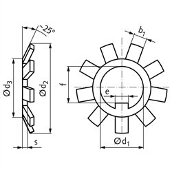 Sicherungsblech DIN 5406 MB 31 verzinkt Innendurchmesser 155mm, Technische Zeichnung