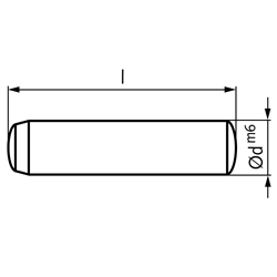 Zylinderstift DIN 6325 Stahl gehärtet Durchmesser 10m6 Länge 60mm, Technische Zeichnung