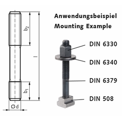 Stiftschraube DIN 6379 Güte 10.9 M12 x 125mm, Technische Zeichnung