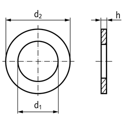 Passscheibe DIN 988 12 x 18 x 0,25 Material DC01 C590 blank, Technische Zeichnung