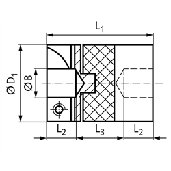 Drehstarre Kupplung HF Sacklochbohrung 12mm max. Drehmoment 17,0 Nm Außendurchmesser 41,3mm , Technische Zeichnung