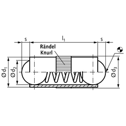 Federndes Druckstück doppelseitig Außendurchmesser 3mm, Technische Zeichnung