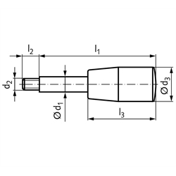 Griffstange 209 mit Zylinderknopf M6 l1 80mm Edelstahl , Technische Zeichnung