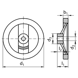 Speichen-Handrad 320 Ausführung B/A ohne Griff Durchmesser 140mm , Technische Zeichnung