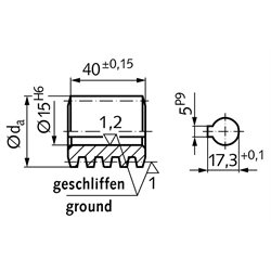 Präzisions-Schnecke Achsabstand 53 mm i=4,75 maßgleich A 50 i=4,25; A 63 i=6; A 65 i=6,25 , Technische Zeichnung