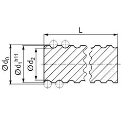 Kugelgewindespindel gerollt 50x10mm Länge 1995mm, Technische Zeichnung