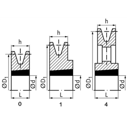 Keilriemenscheibe aus GG für Taper-Spannbuchse 1210 Profil XPZ, SPZ und Z (10) 1-rillig Nenndurchmesser 90mm, Technische Zeichnung