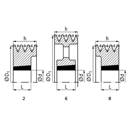 Keilriemenscheibe aus GG für Taper-Spannbuchse 3020 Profil XPB, SPB und B (17) 3-rillig Nenndurchmesser 315mm, Technische Zeichnung