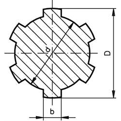 Keilwelle ähnlich DIN ISO 14 Profil KW 32x38 x 3000mm lang Stahl C45, Technische Zeichnung