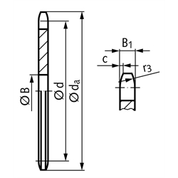 Kettenradscheibe KRL ohne Nabe 12 B-1 3/4x7/16" 35 Zähne Mat. Stahl , Technische Zeichnung