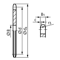 Kettenradscheibe KRL ohne Nabe 04 Tlg. 6mm 42 Zähne Mat. Stahl , Technische Zeichnung