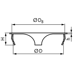 Krallen-Federring D=36mm rostfreier Stahl, Technische Zeichnung