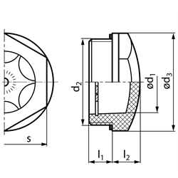 Ölschauglas 541 Polyamid PA-T Schauöffnung 18mm Gewinde M25x1,5 , Technische Zeichnung