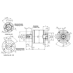 Planetengetriebe MPS Größe 60 Übersetzung i=80 3-stufig, Technische Zeichnung