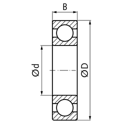 SKF Rillenkugellager einreihig Innen-Ø 17mm Außen-Ø 47mm Breite 14mm mit beidseitigen Deckscheiben Lagerluft C3, Technische Zeichnung