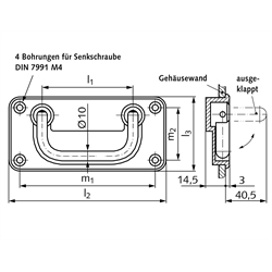 Schalen-Klappgriff 425.4, Technische Zeichnung