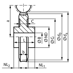 Schneckenrad aus GG25 Modul 3 16 Zähne 1-gängig rechts , Technische Zeichnung