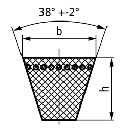 Schmalkeilriemen Profil SPA Wirklänge 1700mm , Technische Zeichnung