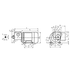 Schneckengetriebemotor MZ 120 Watt 230/400V 50Hz IE2 i=70:1 Abtriebsdrehzahl ca. 40 /min zulässiges Md2=7,1Nm (Betriebsanleitung im Internet unter www.maedler.de im Bereich Downloads), Technische Zeichnung