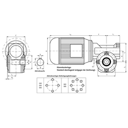 Schneckengetriebemotor HMD/I Grundausführung Getriebegröße 085 n2=65 /min 1,1kW 230/400V 50Hz IE3 Abtrieb Hohlwelle (Betriebsanleitung im Internet unter www.maedler.de im Bereich Downloads), Technische Zeichnung