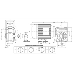 Schneckengetriebemotor HMD/II Grundausführung Getriebegröße 085 n2=31,3 /min 0,75kW 230/400V 50Hz IE3 Abtrieb Hohlwelle (Betriebsanleitung im Internet unter www.maedler.de im Bereich Downloads), Technische Zeichnung