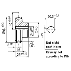 Präzisions-Schneckenrad Achsabstand 40mm i=30 30 Zähne , Technische Zeichnung