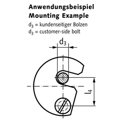 Schwenkscheibe DIN 6371 Außendurchmesser 74mm mit Flachschraube DIN 923 M8 x 12mm, Technische Zeichnung