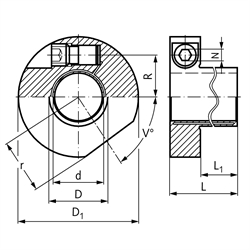 Spannbuchse E-N Bohrung 15mm , Technische Zeichnung