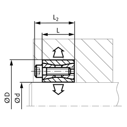 Spannsatz COM-A Bohrung 40mm Größe 40-65 , Technische Zeichnung