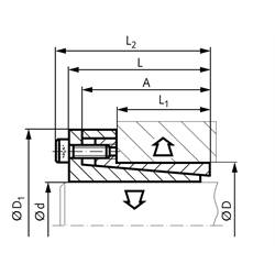 Spannsatz COM-B Edelstahl 1.4401 Bohrung 16mm Größe 16-24, Technische Zeichnung