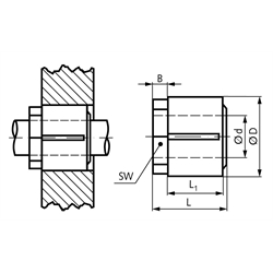 Spannsatz TT Bohrung 24mm Größe 24-38 , Technische Zeichnung