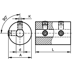 Starre Kupplung TR Stahl C45 brüniert Bohrung 35mm ohne Nut , Technische Zeichnung