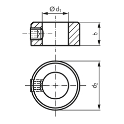 Stellring DIN 705 A Bohrung 12mm verzinkt Gewindestift mit Innensechskant nach DIN EN ISO 4027 (alte DIN 914), Technische Zeichnung