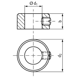 Stellring DIN 705 A Bohrung 65mm Edelstahl 1.4305 Gewindestift mit Schlitz nach DIN EN 27434 (alte DIN 553), Technische Zeichnung