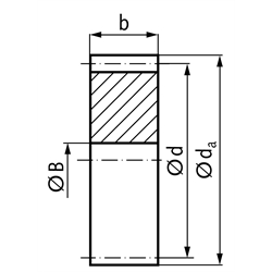 Stirnzahnrad aus C45 ohne Nabe Modul 2,5 48 Zähne Zahnbreite 25mm Außendurchmesser 125mm, Technische Zeichnung