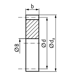 Stirnzahnrad aus C45 ohne Nabe Modul 1,5 85 Zähne Zahnbreite 15mm Außendurchmesser 130,5mm, Technische Zeichnung